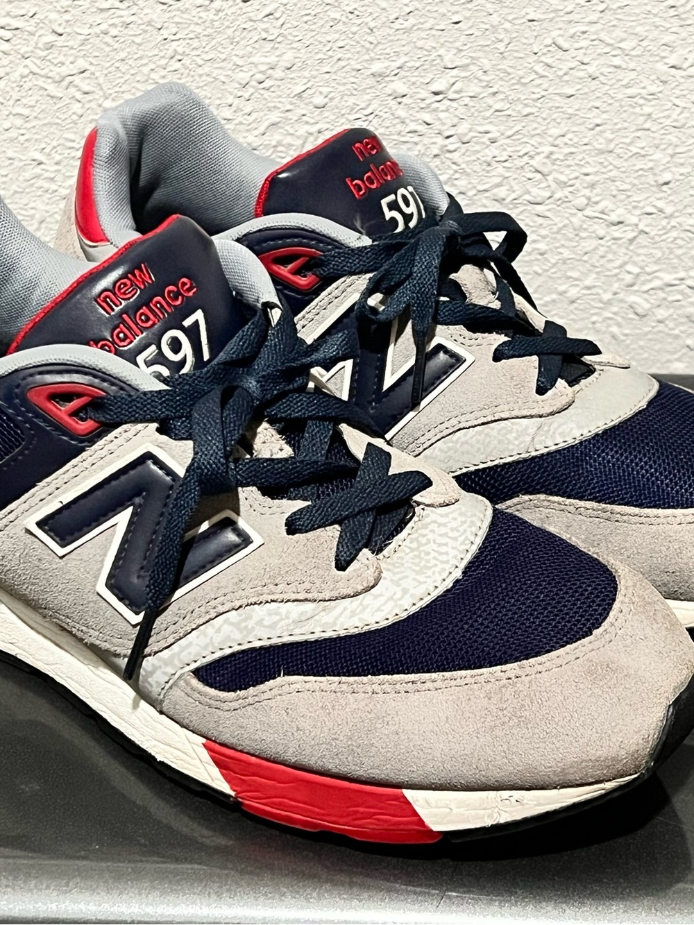 New Balance Navy, Gray & Red 597 Athletic Sneakers